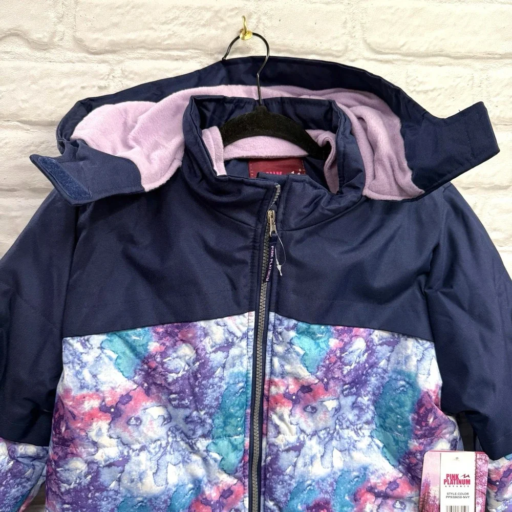 Girls Warm Winter Snow Ski Jacket Coat Sz 14/16 Purple Tie-Dye Water Resistant